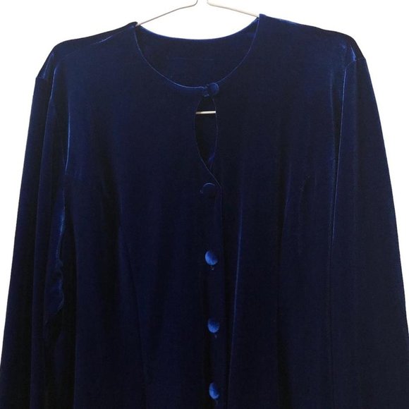 Velvet blue cardigan dress - Picture 2 of 3
